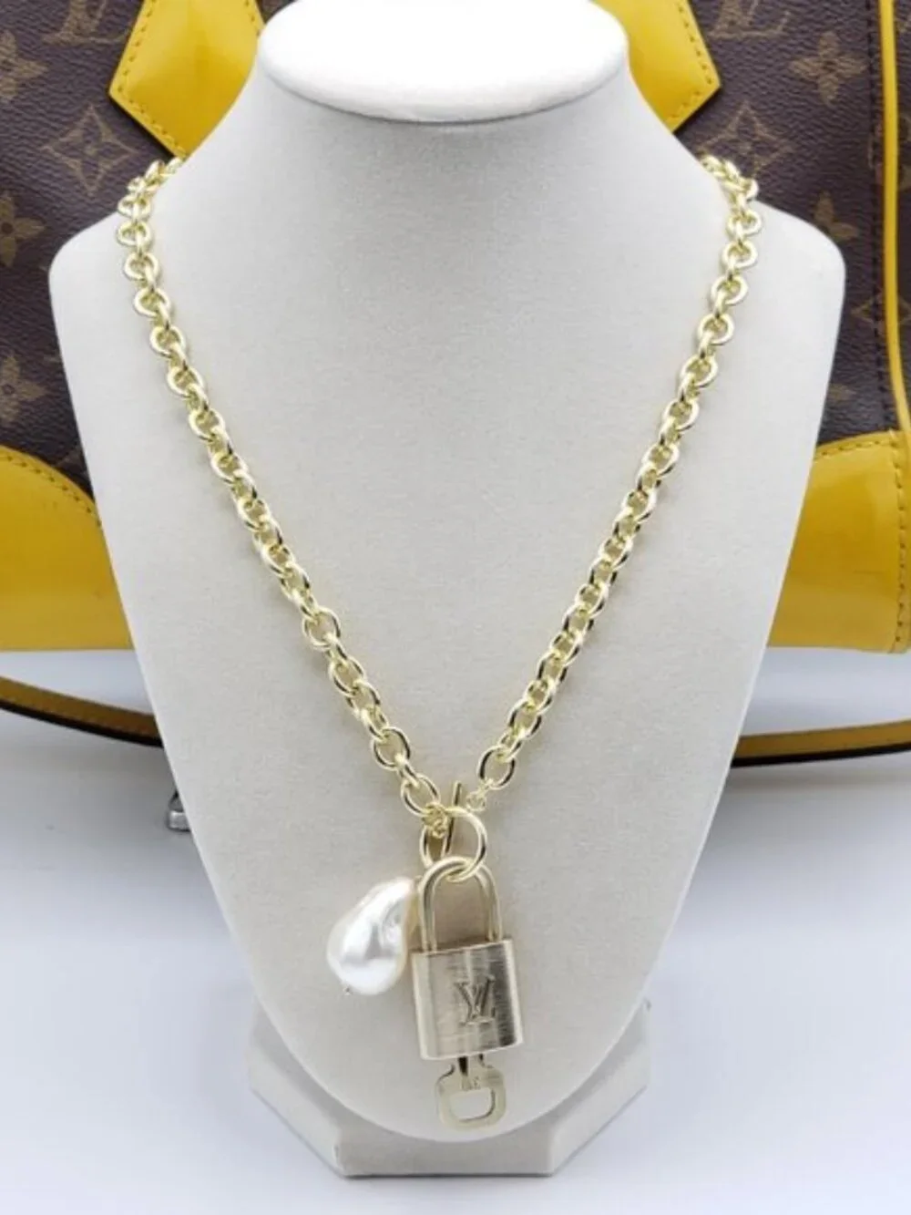 Authentic Louis Vuitton Gold Padlock w/unbranded 16k Gold Plated Stainless Steel